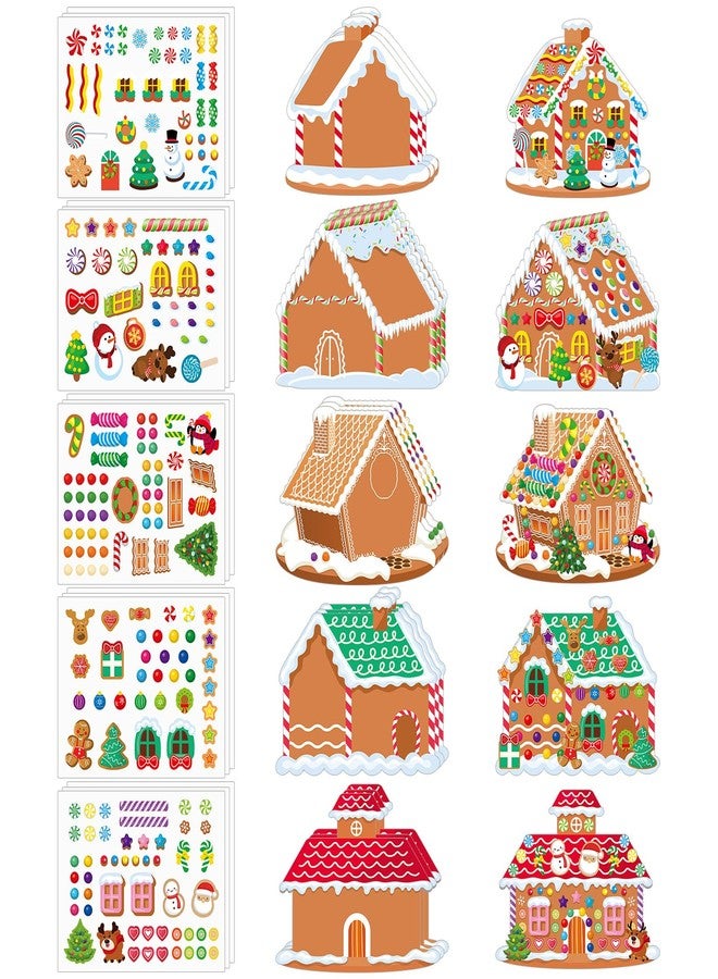 Engrowtic 30 Pcs Make a Gingerbread House Stickers Christmas Party Game Craft Activities Favor Supplies for Boys Girls DIY Make Your Own Gingerbread House Stickers 15 Finished Products(Christmas) - Image 1